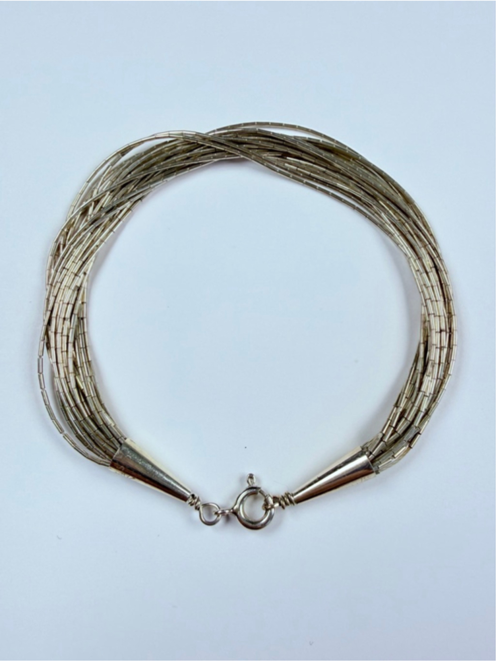 Native American Trading Post Liquid Sterling Silver 20 Strand VTG Bracelet 7"